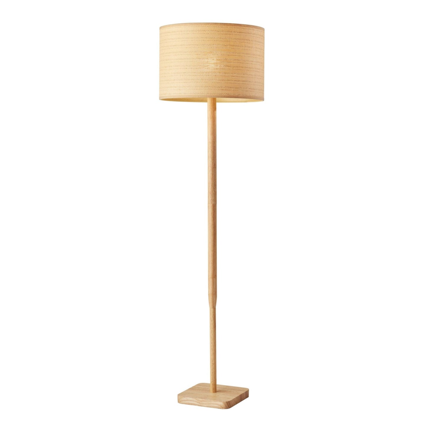 Wood and Natural Fiber Woven Floor Lamp