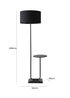 Tavel Matte Black Floor Lamp with Table with Large Reni Shade in Black