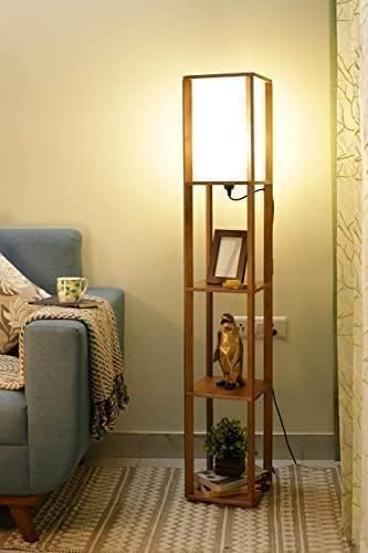 Metal LED Floor Lamp With Three Shelf Storage