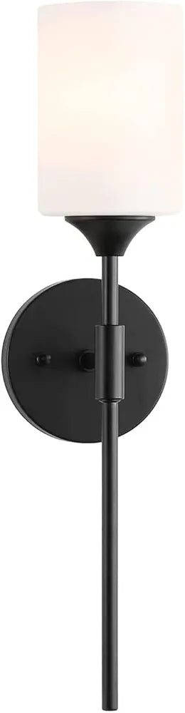 Set of 2 Wall Sconce, Bathroom Vanity Light with Glass, Wall Fixture Matte Black Finish