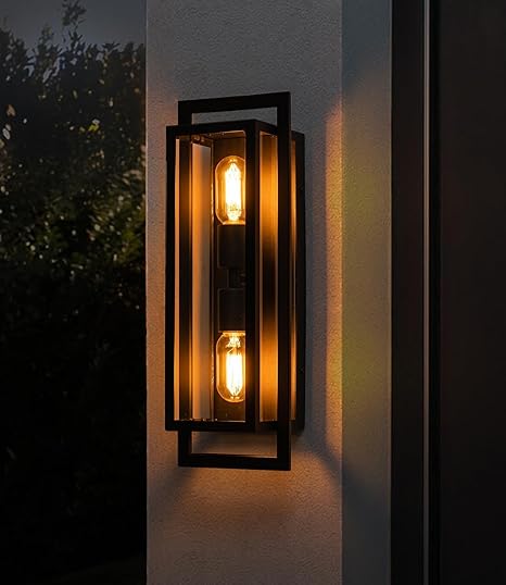 Modern Porch Light Wall Mount Exterior Wall Lamp with Clear Glass Wall Sconce