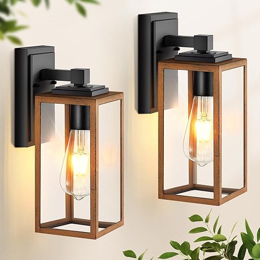 Waterproof Exterior Wall Lanterns with Seed Tempered Glass, Anti-Rust Outdoor Lights