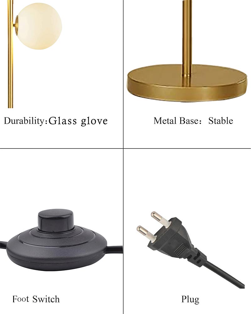 Tree LED Standing Floor Lamp with 3 Frosted Glass Globe Shades