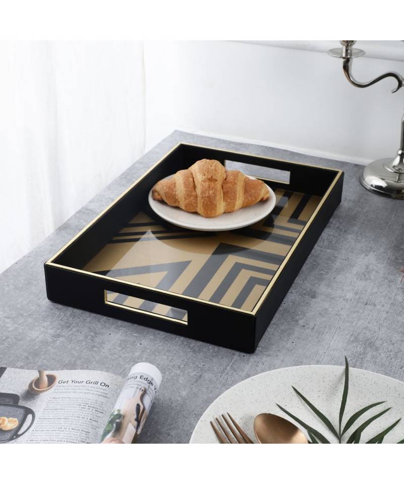 Dim & Dense Premium Rectangular Decorative Tray | 12 x 15 Inch | MDF with Enamel Finish