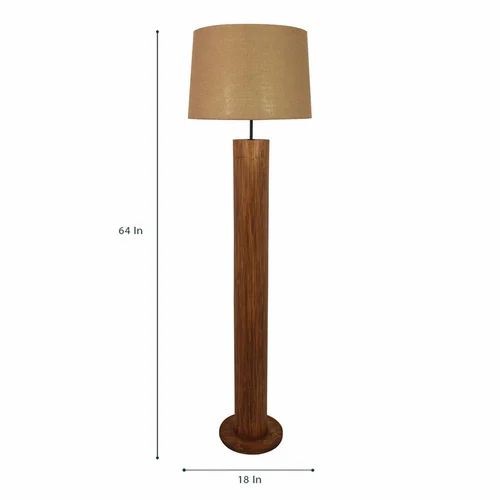 Cedar Wooden Floor Lamp With Premium Beige Fabric Lampshade