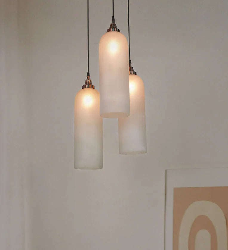 Cluster Hanging Lights Copper Glass and Metal Cluster Hanging Light