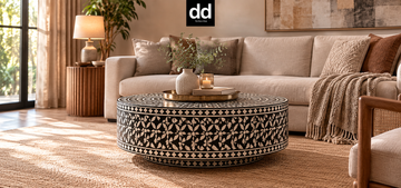 Elegant Inlay Coffee Table Living Room