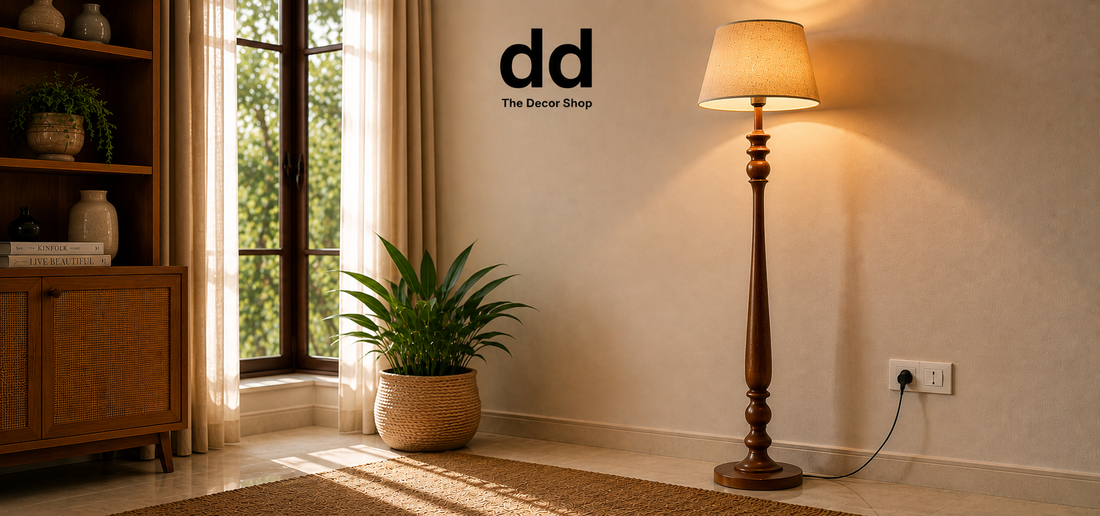 Wooden Floor Lamp use by Parota wood dim and dense india