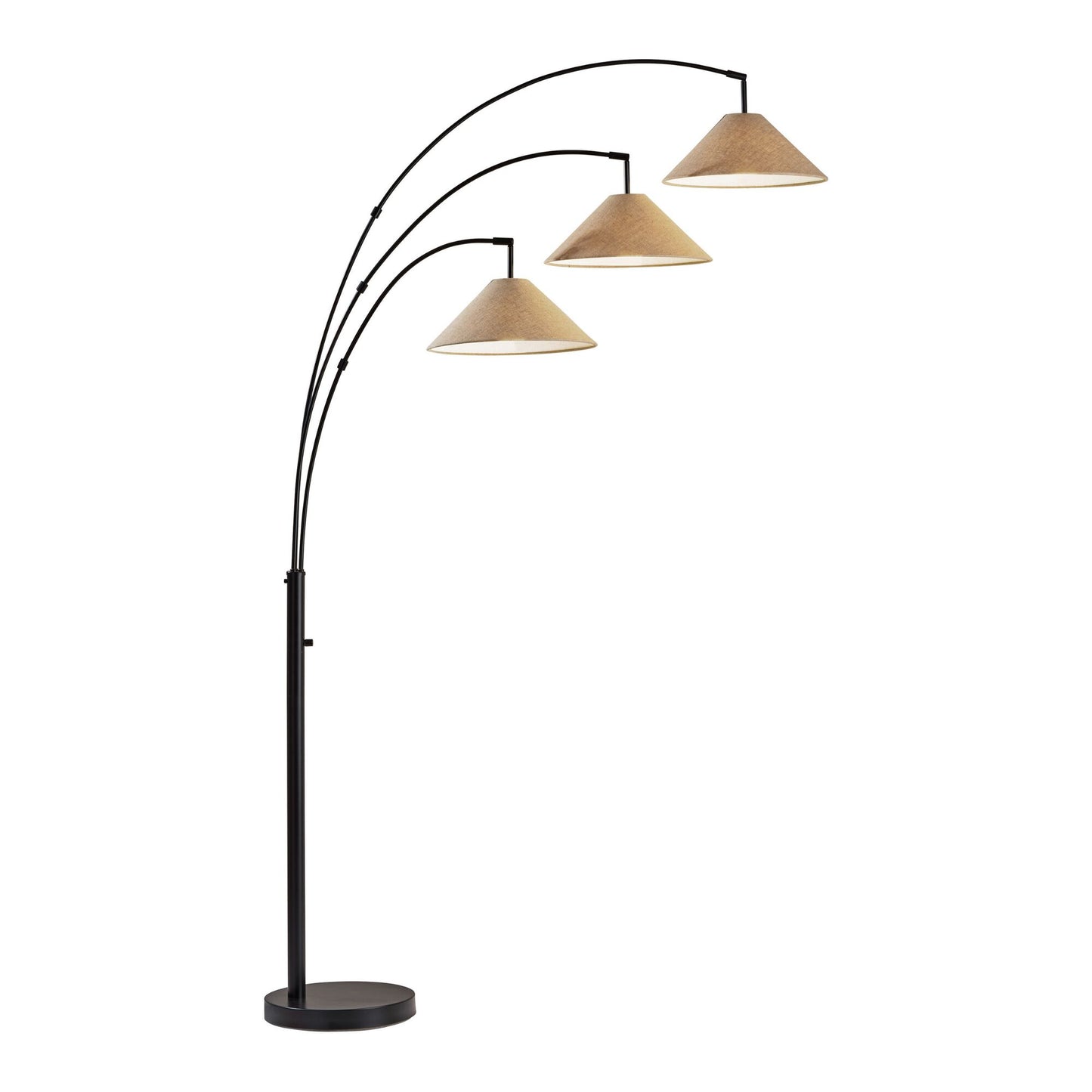 Metal 3 Light Cone Shade Adjustable Arc Floor Lamp