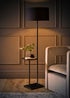 Tavel Matte Black Floor Lamp with Table with Large Reni Shade in Black