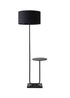 Tavel Matte Black Floor Lamp with Table with Large Reni Shade in Black