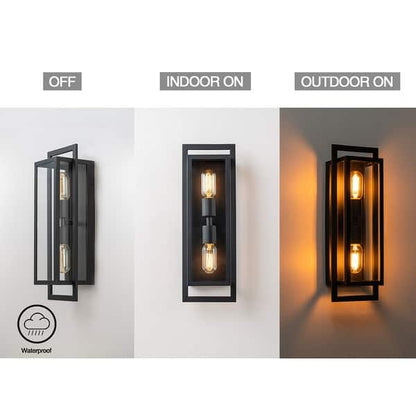 Modern Porch Light Wall Mount Exterior Wall Lamp with Clear Glass Wall Sconce