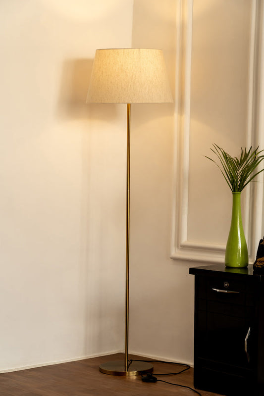 Standing Modern  Floor Lamp With Antique Brass Finish