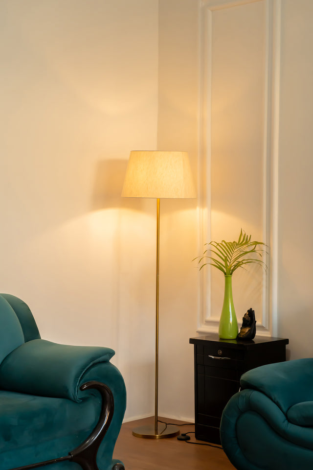 Standing Modern  Floor Lamp With Antique Brass Finish