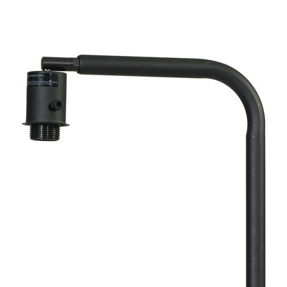 Standard Metal Stick Table Lamp with Round Base and Drum Fabric Shade