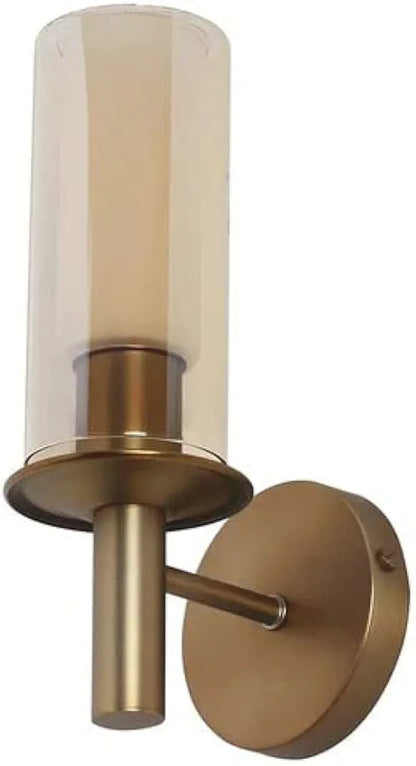 Brown & Transparent Metal Cylinder Shaped Wall Lamp