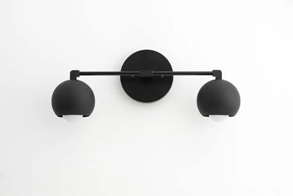 Mid Century Vanity - Multi Light - Black Vanity -2 Dome - Bathroom Lighting