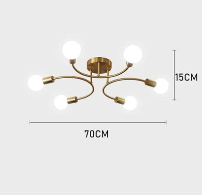 6- Light Sputnik Sphere Chandelier Ceiling Light Lamp Brass Antique Finish Color