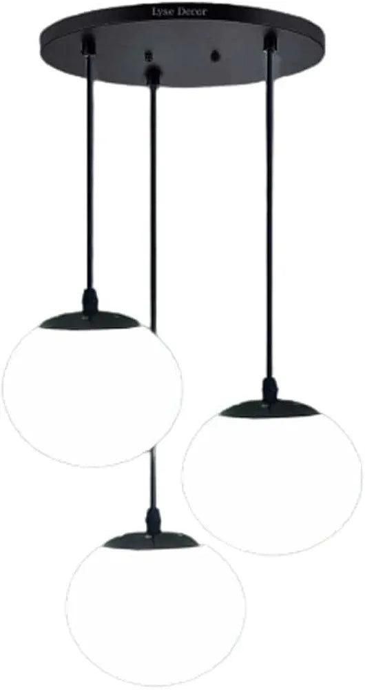 Mini Hanging Vintage Pendant Light Fixture with 3-Light Globe Shade