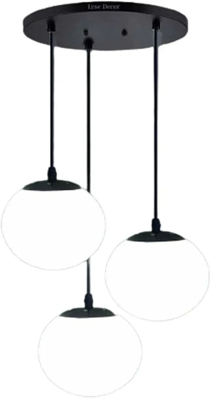 Mini Hanging Vintage Pendant Light Fixture with 3-Light Globe Shade