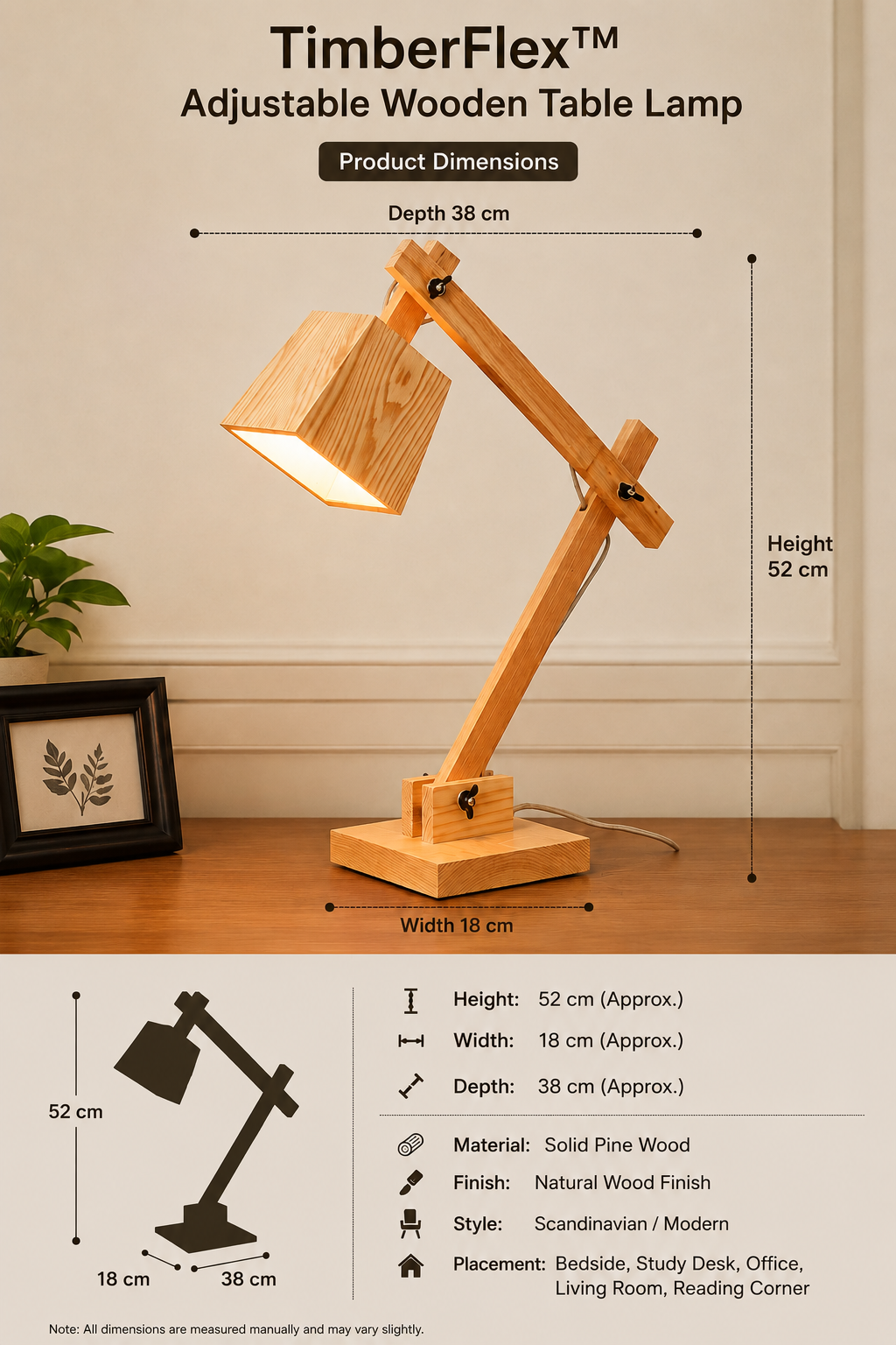 Adjustable Wooden Desk study Lamp