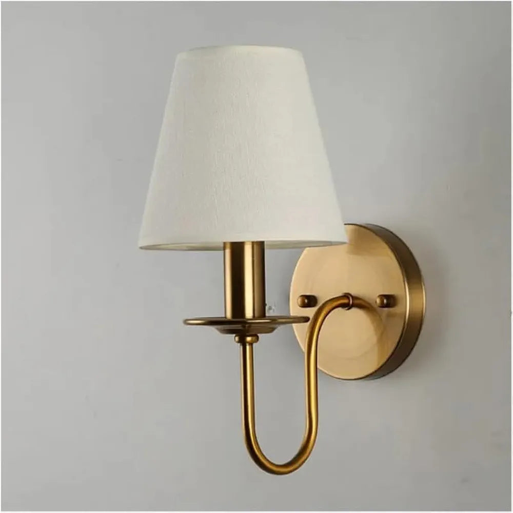 LED Fabric Lampshade Wall Lamp E27 Bulb Bedroom Wall Sconce L
