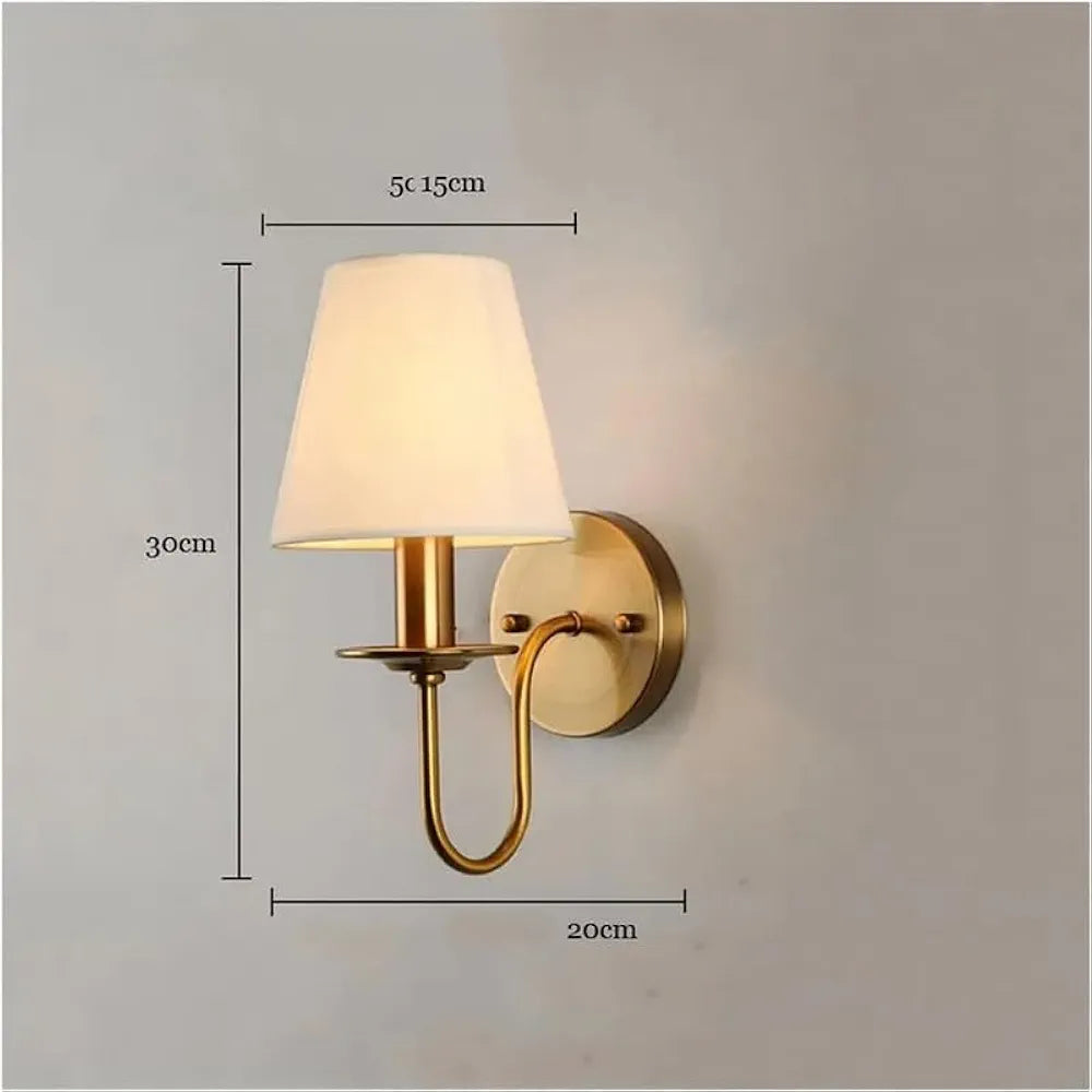 LED Fabric Lampshade Wall Lamp E27 Bulb Bedroom Wall Sconce L