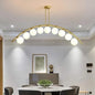 9 Light Frosted Glass Curved Gold Metal Chandelier Ceiling Lights Hanging - Warm White