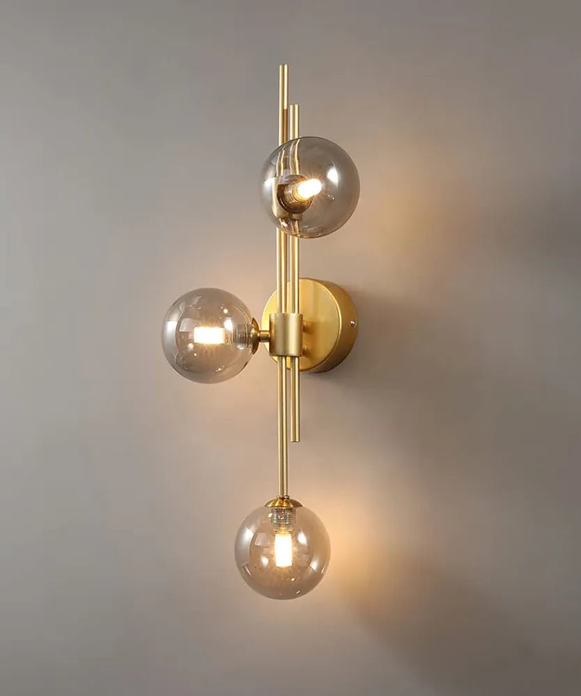 LED Wall Light 3 Lights Glass Wall Sconce Mid Century Modern Globe Wall Light