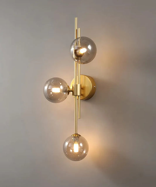 LED Wall Light 3 Lights Glass Wall Sconce Mid Century Modern Globe Wall Light