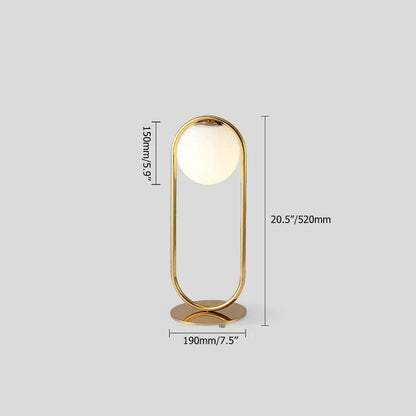 Gold Metal White Glass Globe Table Lamp LED for Bedroom