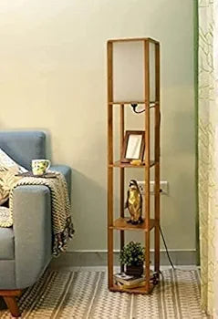 Metal LED Floor Lamp With Three Shelf Storage
