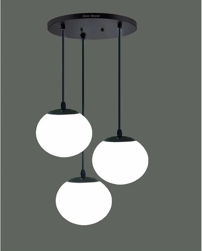 Mini Hanging Vintage Pendant Light Fixture with 3-Light Globe Shade