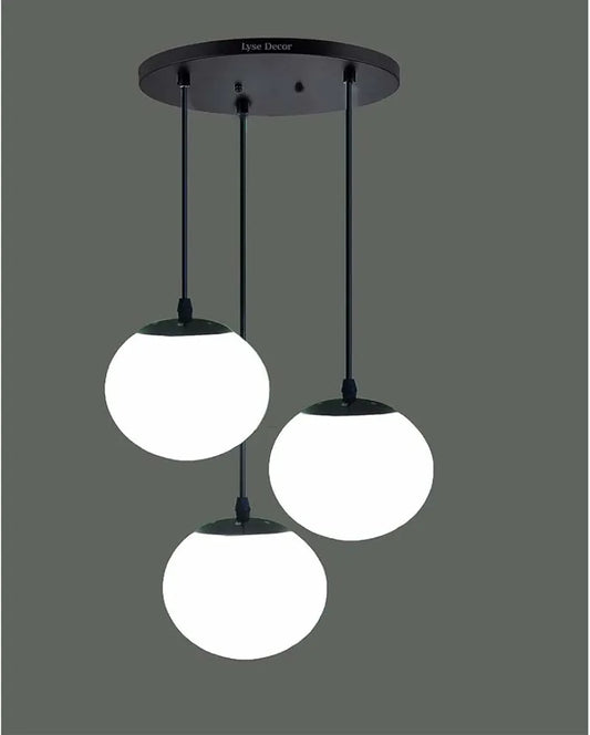 Mini Hanging Vintage Pendant Light Fixture with 3-Light Globe Shade