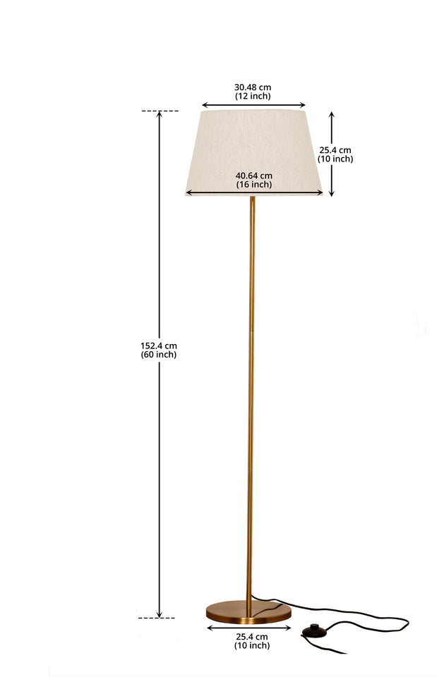 Standing Modern  Floor Lamp With Antique Brass Finish