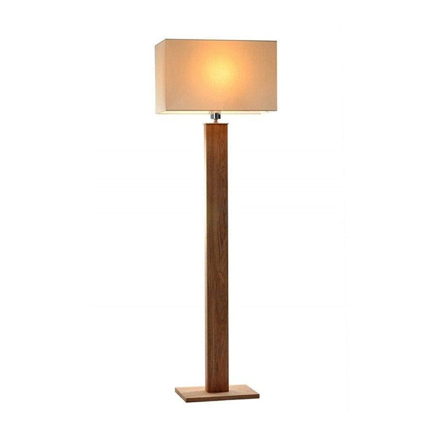 Modern Elegant Metal Body Wooden Stand Floor Lamp Square Fabric Light Shade