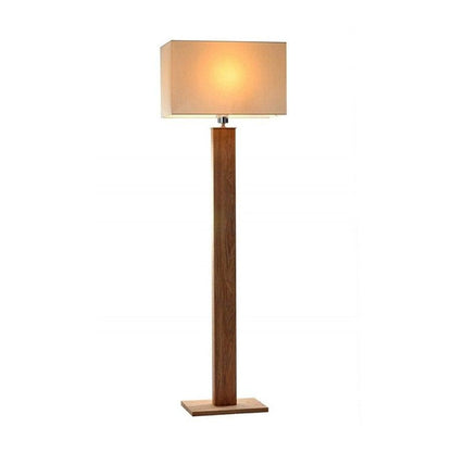 Modern Elegant Metal Body Wooden Stand Floor Lamp Square Fabric Light Shade