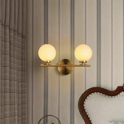 Contemporary Twin Globe Light Milky White Globe Glass Shade Wall Light Vanity Light In Gold