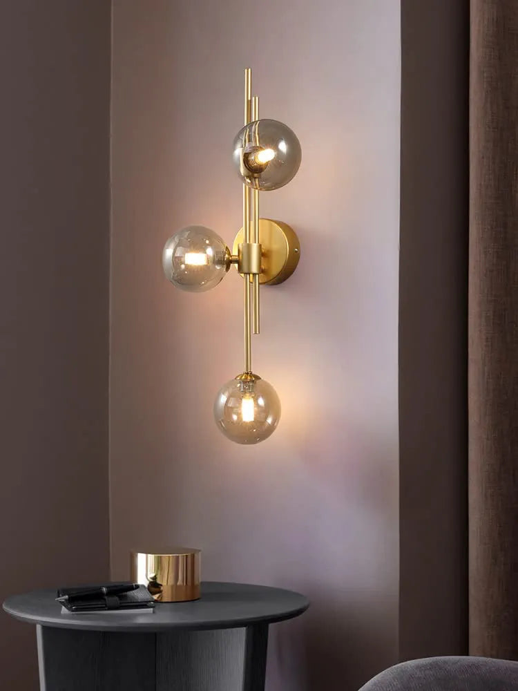 LED Wall Light 3 Lights Glass Wall Sconce Mid Century Modern Globe Wall Light