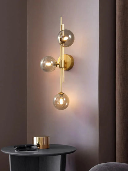 LED Wall Light 3 Lights Glass Wall Sconce Mid Century Modern Globe Wall Light
