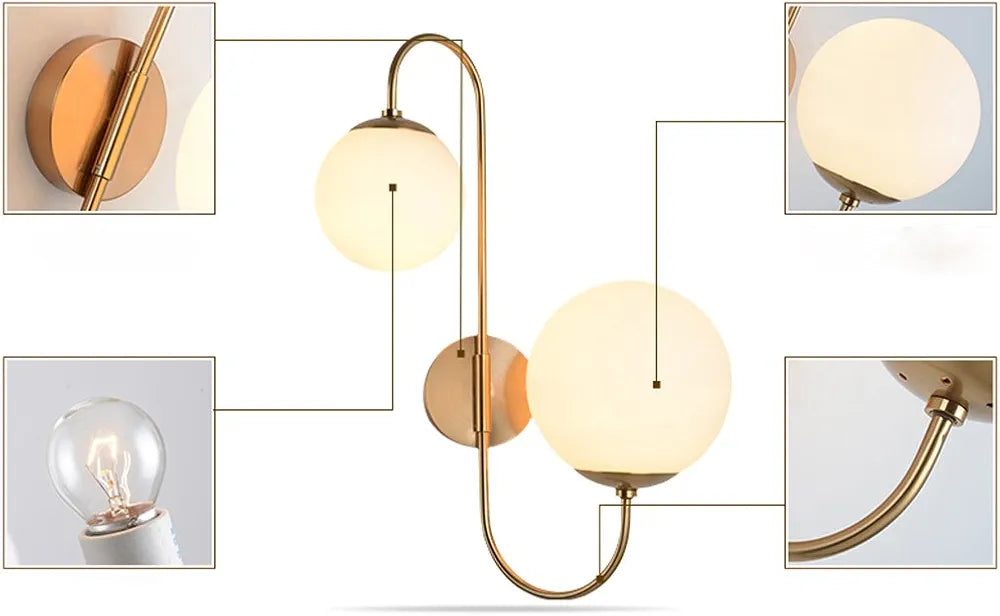 Golden Metal & Glass Up Down Wall Light