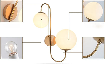 Golden Metal & Glass Up Down Wall Light