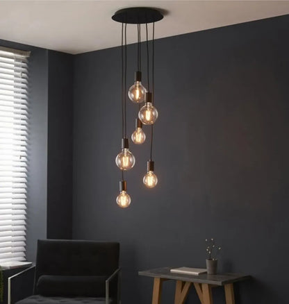 Round Cluster 6 Light Chandelier Hanging Pendant Ceiling Light