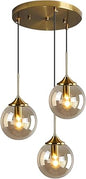 Hanging Ceiling Lamp Chandelier for Living Room with Bulbs Included 3 Light Amber Glass