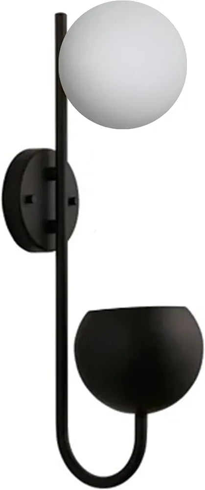 Black & White Metal Wall Lamp With Storage Planter