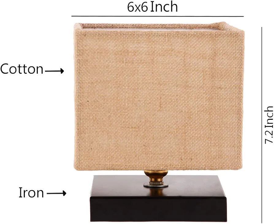 White Jute Shade Country Table Lamp With Black Base