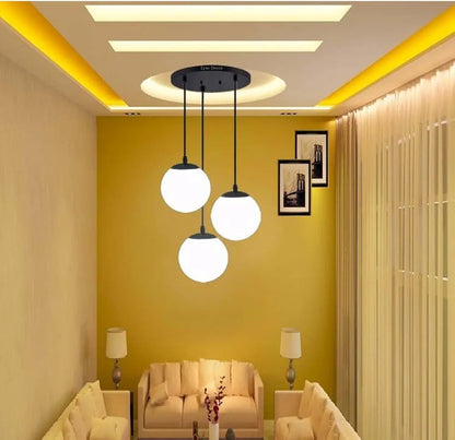 Mini Hanging Vintage Pendant Light Fixture with 3-Light Globe Shade