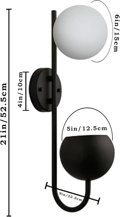 Black & White Metal Wall Lamp With Storage Planter