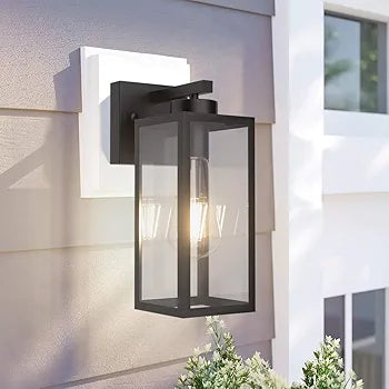 1 -Light 13.5-in H Matte Black Hardwired Outdoor Wall Light