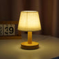 Set of 2 Wooden Natural Table Lamp with Fabric Shade
